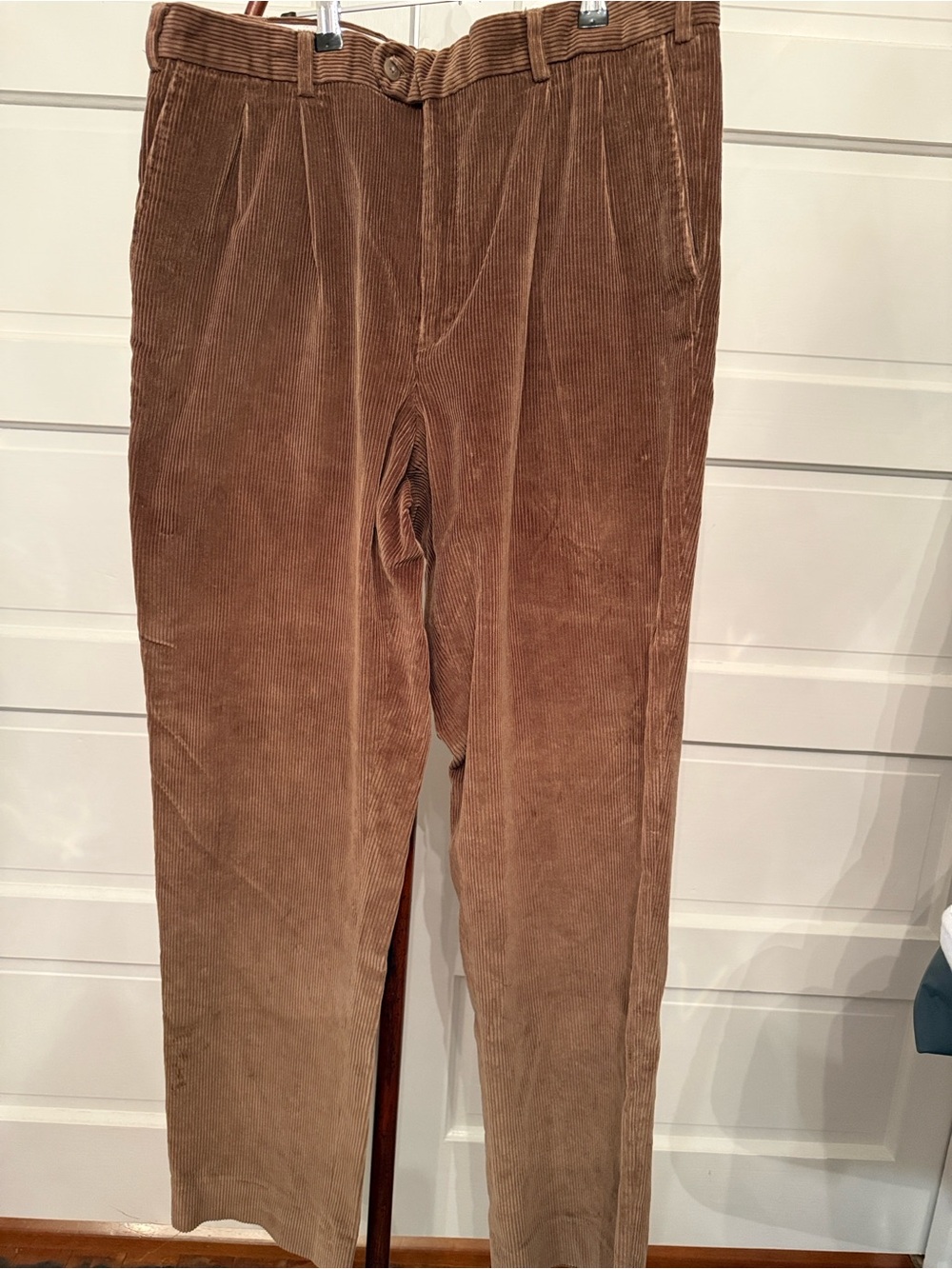 Corduroy Pleated Trousers Camel Brown Academia Cotton Pants 38x31
